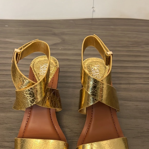 FRANCO SARTO GOLD STRAPPY CHUNKY HEELS 6 - Picture 5 of 16